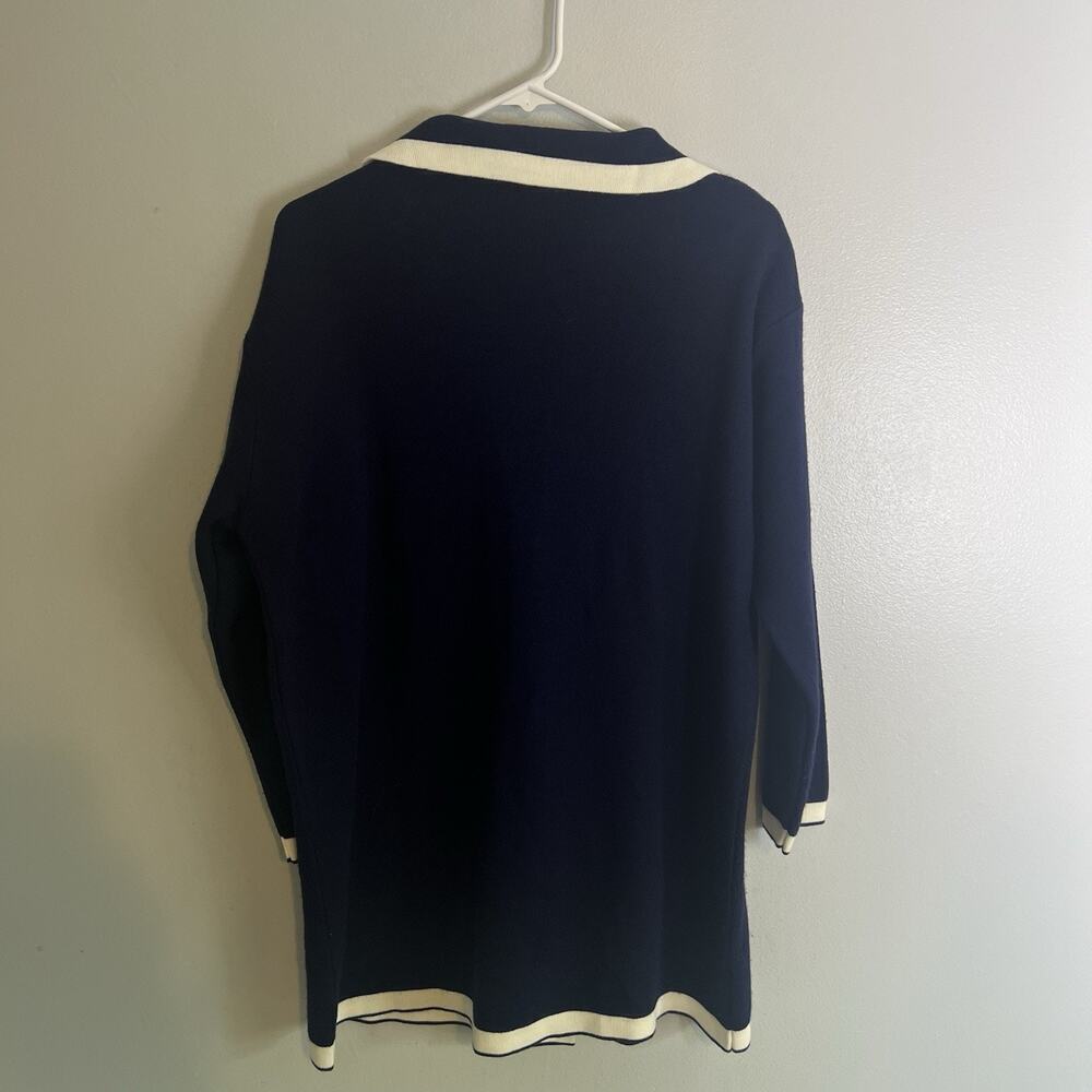 T.C.N Women's Wool Blend Button Up Blazer Sz L Navy Blue Preppy Academia Classy - Picture 8 of 9